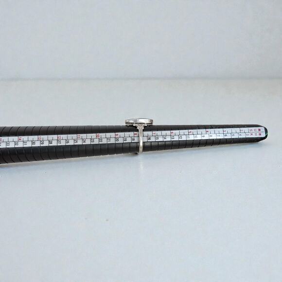 Vintage Sterling Silver Abalone Mother Of Pearl Oval Ring Boho Size 7.75 - Picture 7 of 8